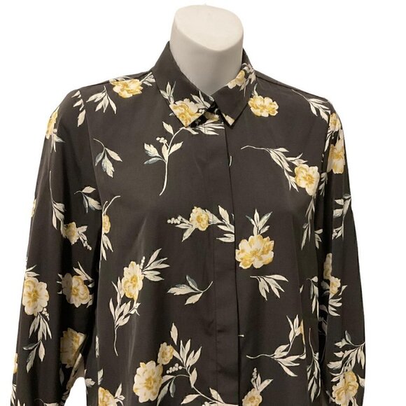 H&M whimsigoth black floral Button Down Blouse - Picture 2 of 4